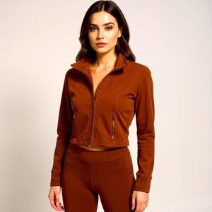 Rae Mode Rust Orange Zip Up Athletic Jacket Women Medium